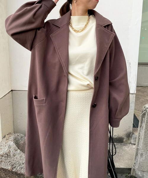 DouDou(ドゥドゥ)の「【WEB限定】ラグランスリーブ袖ボリュームコート(チェスターコート・レディース・ブラック/アイボリー/モカ・FREE)」の11枚目の写真