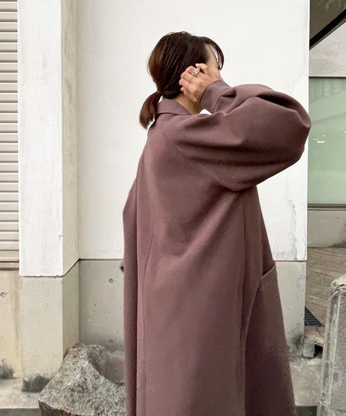 DouDou(ドゥドゥ)の「【WEB限定】ラグランスリーブ袖ボリュームコート(チェスターコート・レディース・ブラック/アイボリー/モカ・FREE)」の13枚目の写真