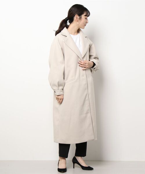 DouDou(ドゥドゥ)の「【WEB限定】ラグランスリーブ袖ボリュームコート(チェスターコート・レディース・ブラック/アイボリー/モカ・FREE)」の18枚目の写真