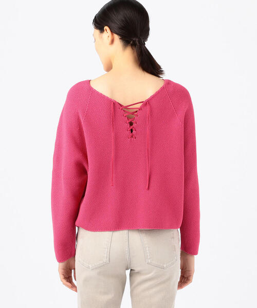 TOMORROWLAND (トゥモローランド)の「コットンポリエステルリリヤーン バックレースアッププルオーバー(ニット/セーター・レディース・ピンク/ホワイト/キャメル/ネイビー・S)」の9枚目の写真