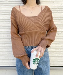 キャミレイヤードデザインニット