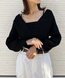 キャミレイヤードデザインニット