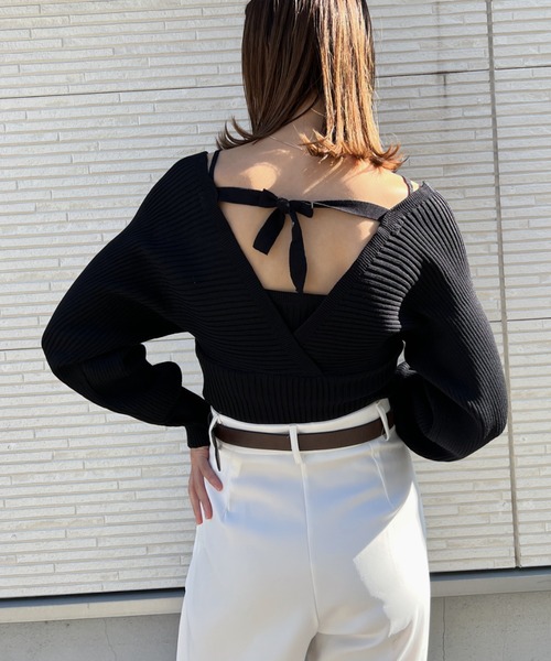 CLEA（クレア）の「キャミレイヤードデザインニット（ニット/セーター・レディース・ブラウン/アイボリー/ブラック・FREE）」の22枚目の写真