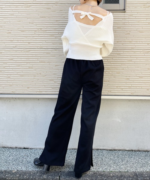 CLEA（クレア）の「キャミレイヤードデザインニット（ニット/セーター・レディース・ブラウン/アイボリー/ブラック・FREE）」の19枚目の写真