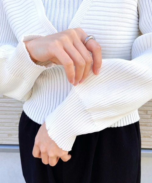 CLEA（クレア）の「キャミレイヤードデザインニット（ニット/セーター・レディース・ブラウン/アイボリー/ブラック・FREE）」の15枚目の写真