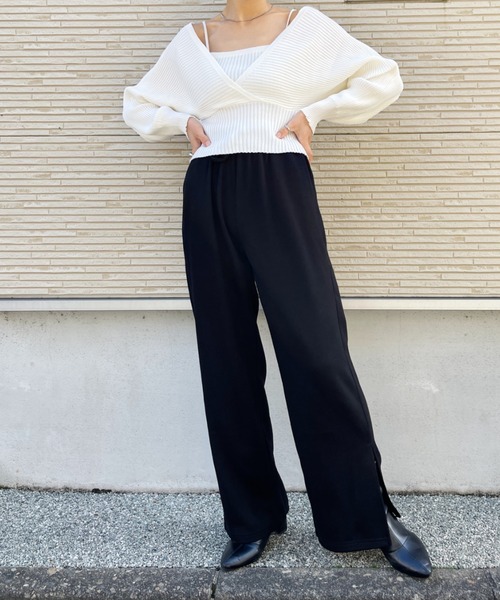 CLEA（クレア）の「キャミレイヤードデザインニット（ニット/セーター・レディース・ブラウン/アイボリー/ブラック・FREE）」の18枚目の写真