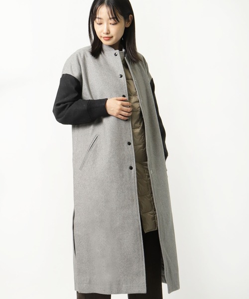 BUTWIN（バトウィン）の「【 BUTWIN / バトウィン 】 ロングスタジャン ロングスタジアムジャンパー SIDE SLIT AWARD JK（スタジャン・レディース・グレー・38）」の6枚目の写真