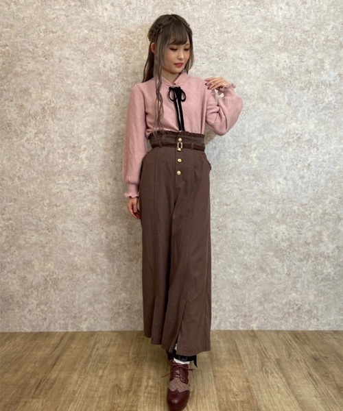 axes femme POETIQUE（アクシーズファムポエティック）の「ハイウエストロングパンツ（その他パンツ・レディース・ブラウン/ブラック/グリーン・MEDIUM）」の3枚目の写真