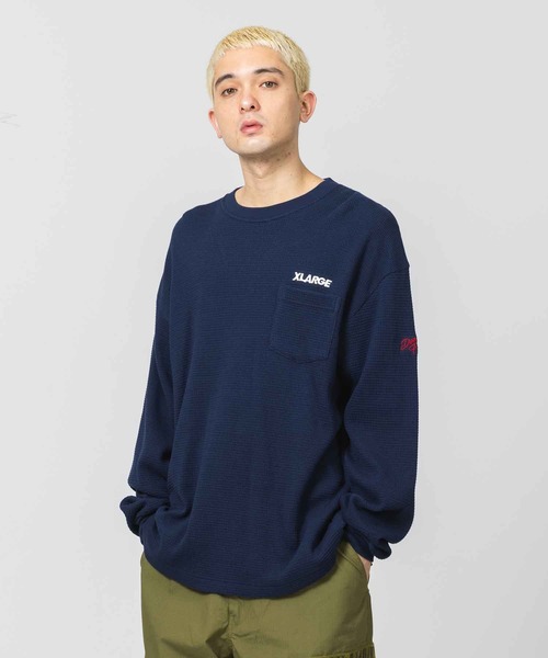 XLARGE(エクストララージ)の「THERMAL L/S POCKET TEE(Tシャツ/カットソー・メンズ・ネイビー/グリーン/ブラック・M/S/XL/L)」の3枚目の写真