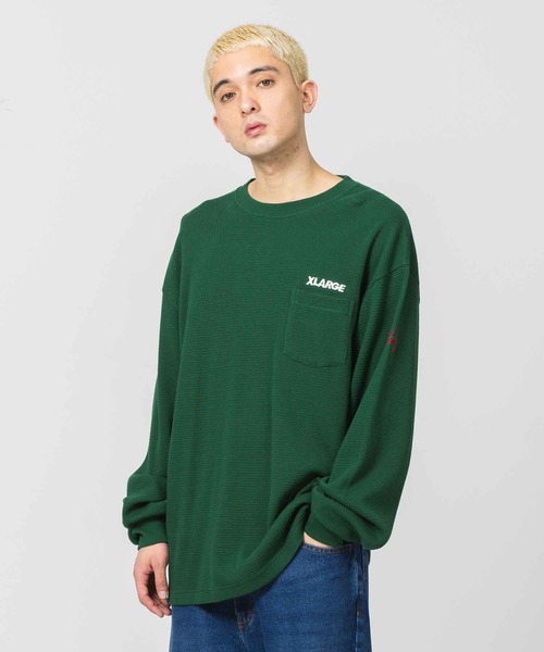 XLARGE(エクストララージ)の「THERMAL L/S POCKET TEE(Tシャツ/カットソー・メンズ・ネイビー/グリーン/ブラック・M/S/XL/L)」の1枚目の写真