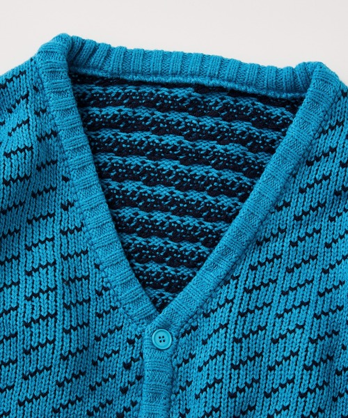 JOURNAL STANDARD relume（ジャーナルスタンダード　レリューム）の「オーバーサイズ バーズアイニット カーディガン（カーディガン/ボレロ・メンズ・ブラック/カーキ/ブルー/ナチュラル・MEDIUM/LARGE）」の5枚目の写真