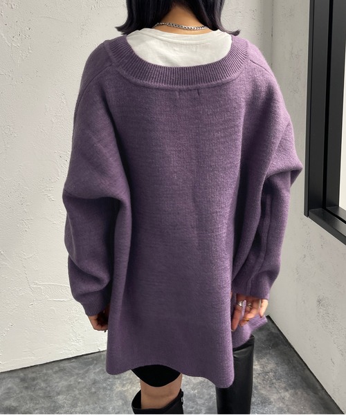 apres jour mignon(アプレジュールミニョン)の「深Vスリット入りニット【ZOZOTOWN限定アイテム】(ニット/セーター・レディース・グリーン/オレンジ/ブラック/パープル・フリー/X-LARGE)」の22枚目の写真