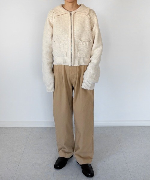 LE MORE(リモア)の「ハイウエストタックストレートパンツ(その他パンツ・レディース・ブラック/ベージュ/グリーン・S/M)」の13枚目の写真