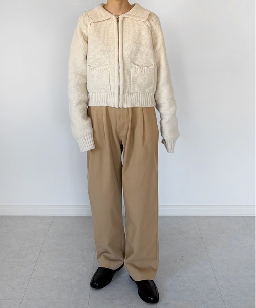LE MORE(リモア)の「ハイウエストタックストレートパンツ(その他パンツ・レディース・ブラック/ベージュ/グリーン・S/M)」の14枚目の写真