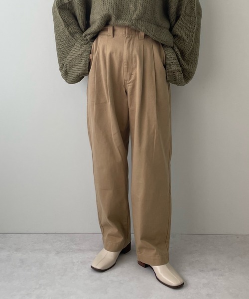 LE MORE(リモア)の「ハイウエストタックストレートパンツ(その他パンツ・レディース・ブラック/ベージュ/グリーン・S/M)」の16枚目の写真