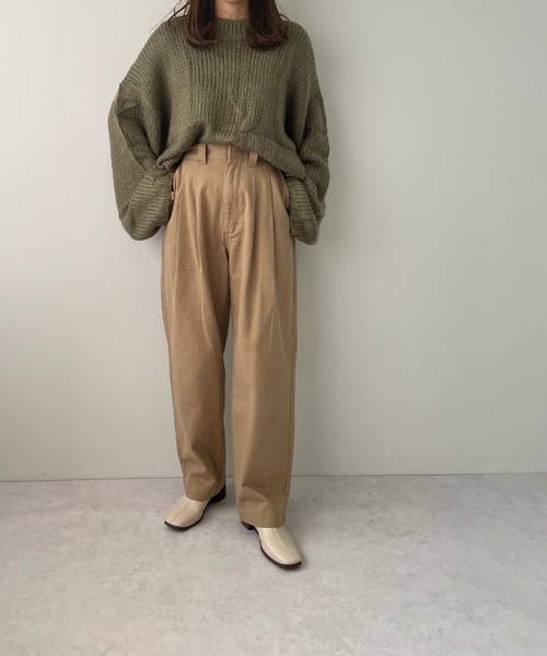 LE MORE(リモア)の「ハイウエストタックストレートパンツ(その他パンツ・レディース・ブラック/ベージュ/グリーン・S/M)」の18枚目の写真