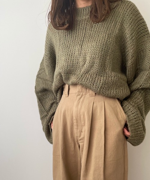 LE MORE(リモア)の「ハイウエストタックストレートパンツ(その他パンツ・レディース・ブラック/ベージュ/グリーン・S/M)」の19枚目の写真