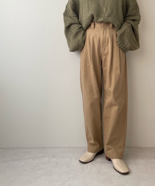 LE MORE(リモア)の「ハイウエストタックストレートパンツ(その他パンツ・レディース・ブラック/ベージュ/グリーン・S/M)」の20枚目の写真