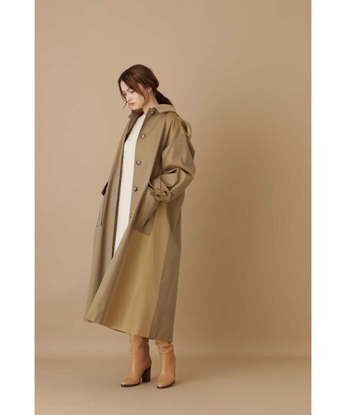 JILL STUART（ジルスチュアート）の「《Exclusive Line》ブロッキングロングコート（ステンカラーコート・レディース・カーキ・MEDIUM）」の4枚目の写真