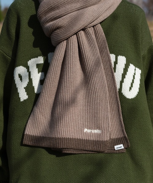 Perushu（ペルーシュ）の「配色切り替えマフラー（マフラー・メンズ・カーキ/オレンジ/グレイッシュベージュ・FREE）」の7枚目の写真