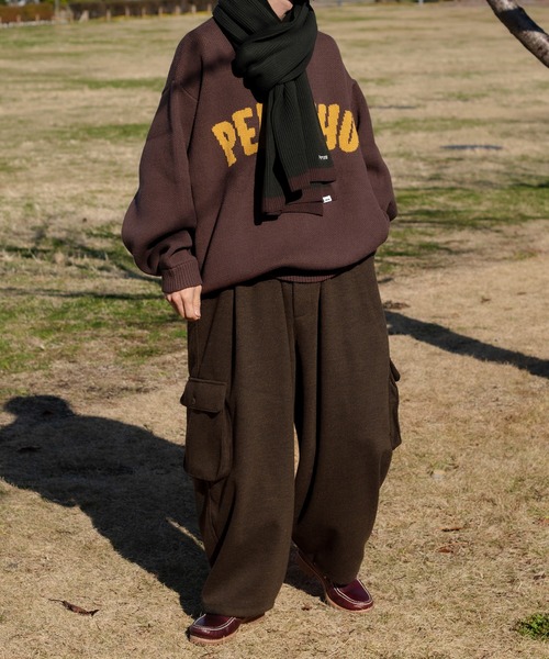 Perushu（ペルーシュ）の「配色切り替えマフラー（マフラー・メンズ・カーキ/オレンジ/グレイッシュベージュ・FREE）」の9枚目の写真