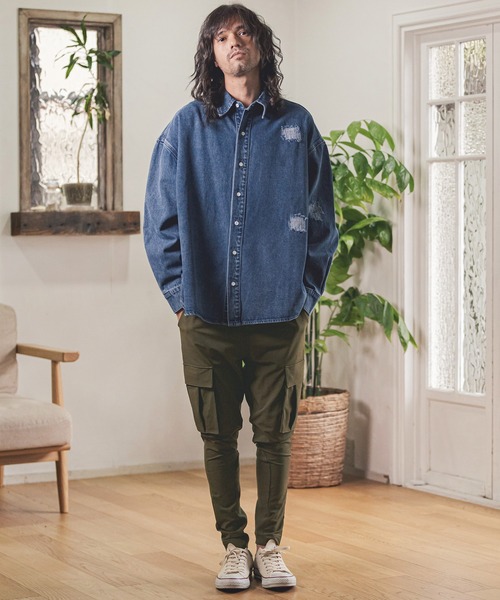 CAMBIO（カンビオ）の「mp9707- High Stretch Nylon Tapered Skinny Rib Cargo Pants カーゴパンツ（カーゴパンツ・メンズ・ブラック/オリーブ・L/M/S）」の10枚目の写真