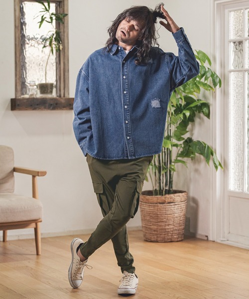 CAMBIO（カンビオ）の「mp9707- High Stretch Nylon Tapered Skinny Rib Cargo Pants カーゴパンツ（カーゴパンツ・メンズ・ブラック/オリーブ・L/M/S）」の11枚目の写真