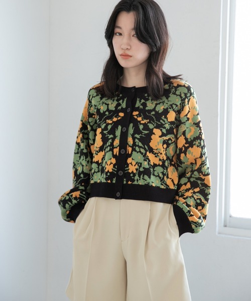 LOWRYS FARM(ローリーズファーム)の「ヴィンテージハナカーディガンLS 263759(カーディガン/ボレロ・レディース・ホワイト系その他/ブラック系その他・FREE)」の2枚目の写真