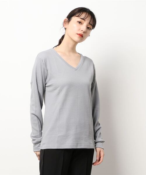 ARCHIVER(アーカイバ)の「【Bl】【RDS】Vネックワッフルカットソー(Tシャツ/カットソー・レディース・ホワイト/ブラック/グレー/ベージュ/カーキ/ネイビー/ライトピンク・X-LARGE/LARGE/MEDIUM)」の17枚目の写真