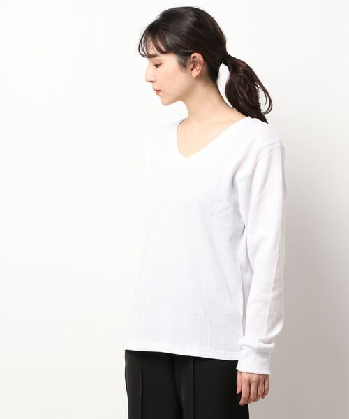 ARCHIVER(アーカイバ)の「【Bl】【RDS】Vネックワッフルカットソー(Tシャツ/カットソー・レディース・ホワイト/ブラック/グレー/ベージュ/カーキ/ネイビー/ライトピンク・X-LARGE/LARGE/MEDIUM)」の19枚目の写真