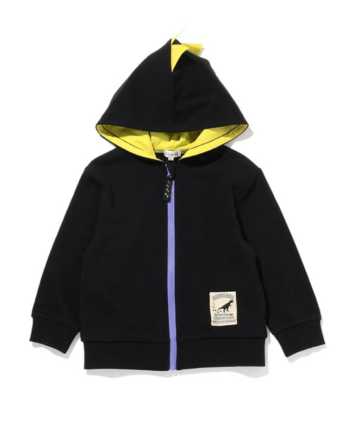SHOO・LA・RUE（シューラルー）の「◆【90-130cm】裏毛恐竜ツノZIPパーカー（パーカー・キッズ・ライトグレー/ブラック・11/10/12/13/09）」の3枚目の写真