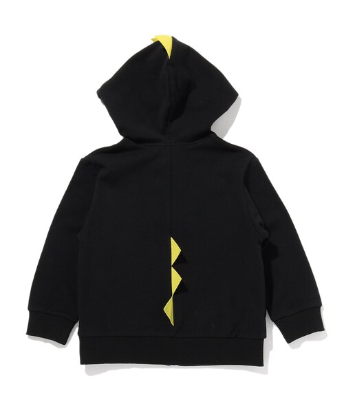 SHOO・LA・RUE（シューラルー）の「◆【90-130cm】裏毛恐竜ツノZIPパーカー（パーカー・キッズ・ライトグレー/ブラック・11/10/12/13/09）」の4枚目の写真