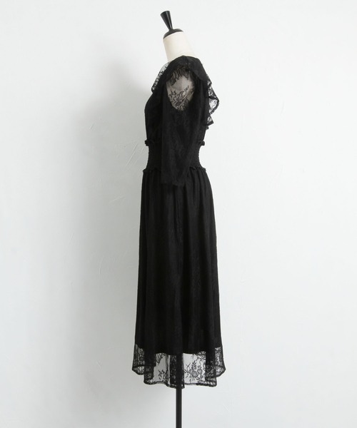 tocco closet(トッコ クローゼット)の「フリル付きウエストシャーリングチュールレースワンピース(ワンピース・レディース・サックスブルー/ブラック・M)」の16枚目の写真