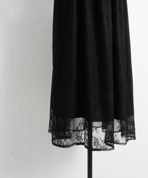 tocco closet(トッコ クローゼット)の「フリル付きウエストシャーリングチュールレースワンピース(ワンピース・レディース・サックスブルー/ブラック・M)」の9枚目の写真