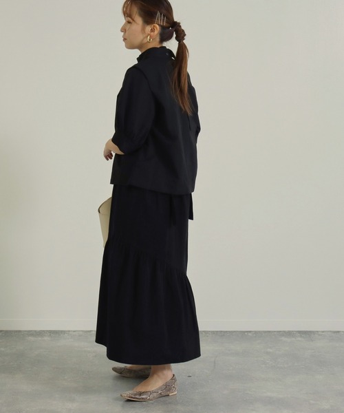 AULI（アウリィ）の「【低身長向けサイズ】ブラウスレイヤードワンピース（ワンピース・レディース・ブラック/オレンジ/グリーン・S/XS）」の18枚目の写真