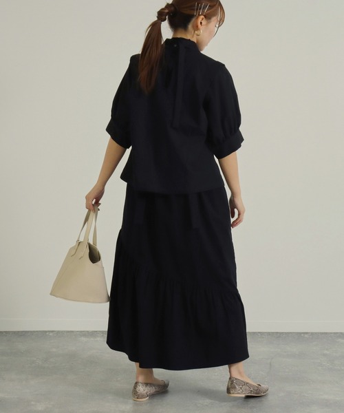 AULI（アウリィ）の「【低身長向けサイズ】ブラウスレイヤードワンピース（ワンピース・レディース・ブラック/オレンジ/グリーン・S/XS）」の19枚目の写真