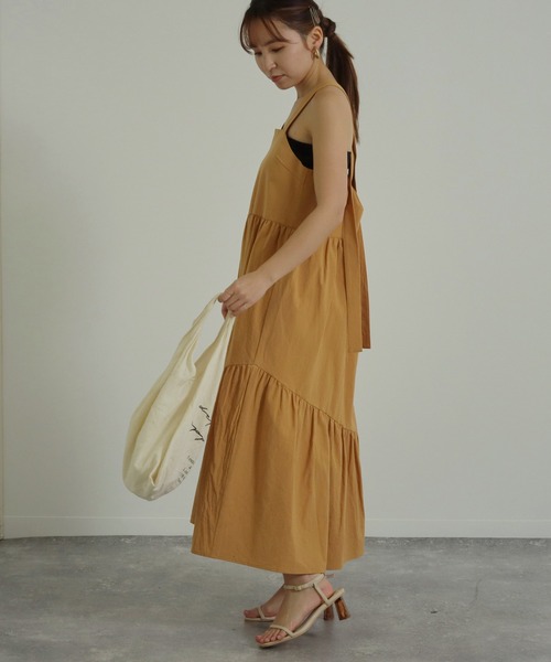 AULI（アウリィ）の「【低身長向けサイズ】ブラウスレイヤードワンピース（ワンピース・レディース・ブラック/オレンジ/グリーン・S/XS）」の4枚目の写真