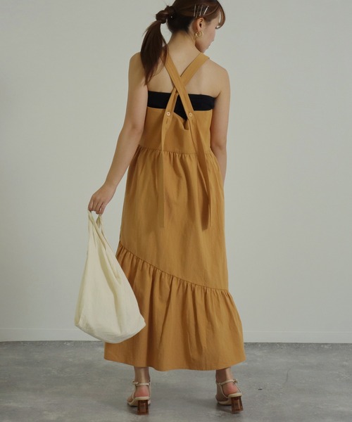 AULI（アウリィ）の「【低身長向けサイズ】ブラウスレイヤードワンピース（ワンピース・レディース・ブラック/オレンジ/グリーン・S/XS）」の5枚目の写真