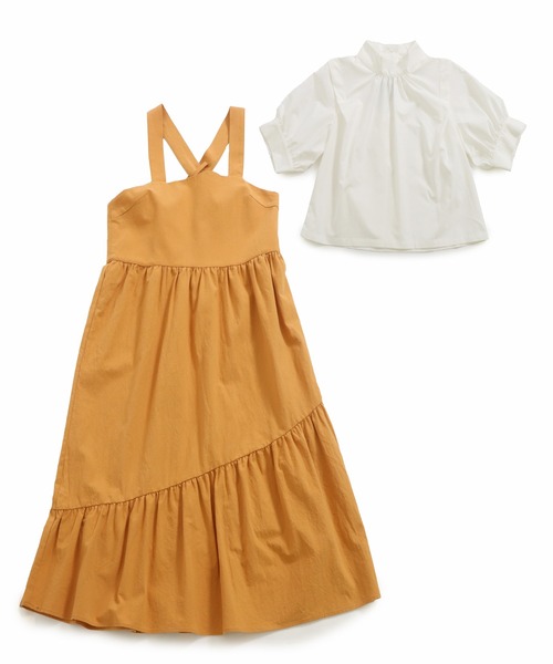 AULI（アウリィ）の「【低身長向けサイズ】ブラウスレイヤードワンピース（ワンピース・レディース・ブラック/オレンジ/グリーン・S/XS）」の15枚目の写真