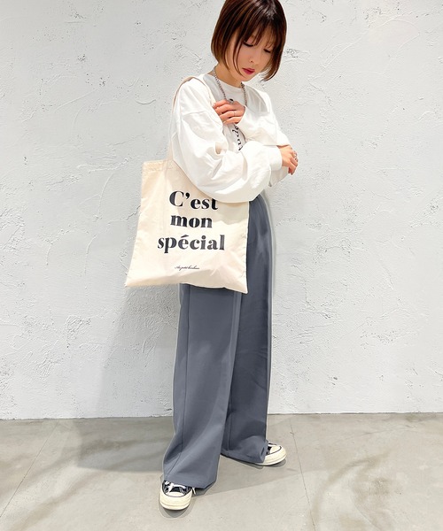 apres jour mignon(アプレジュールミニョン)の「ロゴトートバッグ【ZOZOTOWN限定アイテム】(トートバッグ・レディース・アイボリー/ブラック系その他/ピンク/ブラック・ONESIZE)」の6枚目の写真