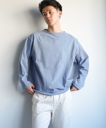 ビッグシルエットバスクボーダーTシャツ　　ボートネック/オーバーサイズ/バスクシャツ/