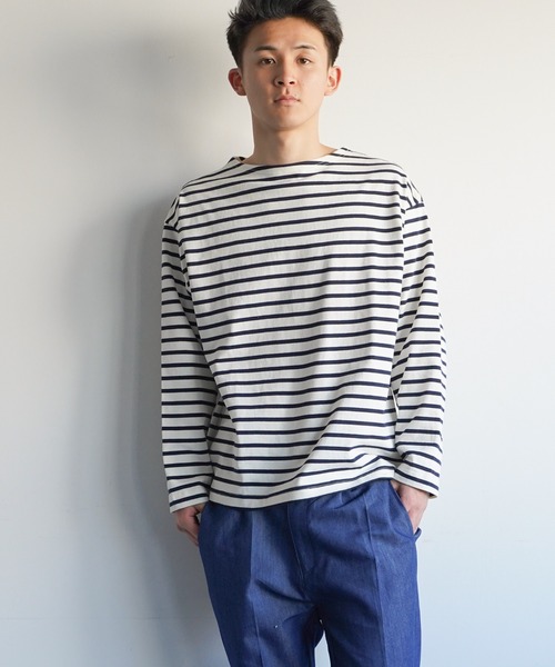 VENCEEXCHANGE(ヴァンスエクスチェンジ)の「ビッグシルエットバスクボーダーTシャツ ボートネック/オーバーサイズ/バスクシャツ/(Tシャツ/カットソー・メンズ・その他31/ブラック/コーラル/ブルー/オフホワイト・M)」の22枚目の写真