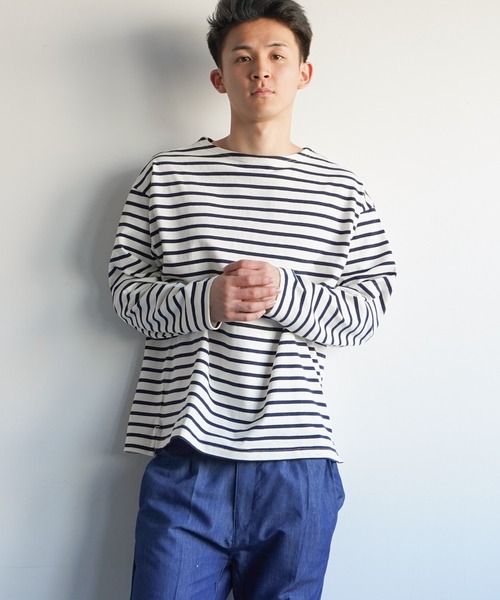 VENCEEXCHANGE(ヴァンスエクスチェンジ)の「ビッグシルエットバスクボーダーTシャツ ボートネック/オーバーサイズ/バスクシャツ/(Tシャツ/カットソー・メンズ・その他31/ブラック/コーラル/ブルー/オフホワイト・M)」の21枚目の写真