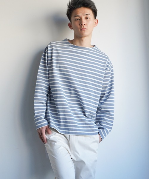 VENCEEXCHANGE(ヴァンスエクスチェンジ)の「ビッグシルエットバスクボーダーTシャツ ボートネック/オーバーサイズ/バスクシャツ/(Tシャツ/カットソー・メンズ・その他31/ブラック/コーラル/ブルー/オフホワイト・M)」の19枚目の写真