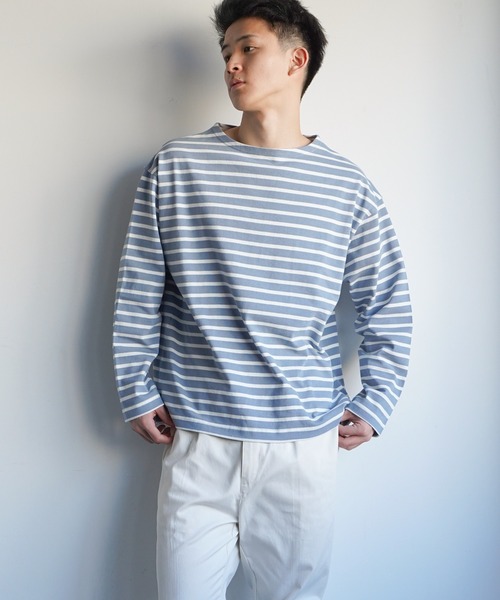 VENCEEXCHANGE(ヴァンスエクスチェンジ)の「ビッグシルエットバスクボーダーTシャツ ボートネック/オーバーサイズ/バスクシャツ/(Tシャツ/カットソー・メンズ・その他31/ブラック/コーラル/ブルー/オフホワイト・M)」の18枚目の写真