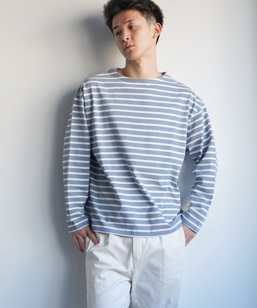 VENCEEXCHANGE(ヴァンスエクスチェンジ)の「ビッグシルエットバスクボーダーTシャツ ボートネック/オーバーサイズ/バスクシャツ/(Tシャツ/カットソー・メンズ・その他31/ブラック/コーラル/ブルー/オフホワイト・M)」の17枚目の写真