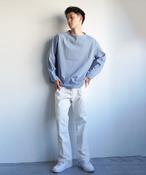 VENCEEXCHANGE(ヴァンスエクスチェンジ)の「ビッグシルエットバスクボーダーTシャツ ボートネック/オーバーサイズ/バスクシャツ/(Tシャツ/カットソー・メンズ・その他31/ブラック/コーラル/ブルー/オフホワイト・M)」の16枚目の写真