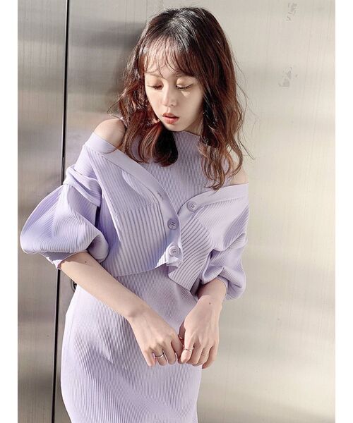 dazzlin(ダズリン)の「2ピースニットセットワンピース(ワンピース・レディース・グリーン/ラベンダー/ベージュ/モカ・FREE)」の12枚目の写真