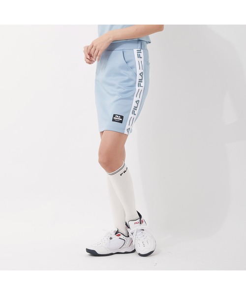 FILA GOLF(フィラゴルフ )の「FILA GOLF/フィラゴルフ ロゴジャガード ハイライズ ダンボールニット タイトスカート/インナーパンツセット/ゴルフウェア/レディース(スカート・レディース・ライトピンク/ブルー/ミックスグレー/ブラック・LL/S/M/L)」の3枚目の写真