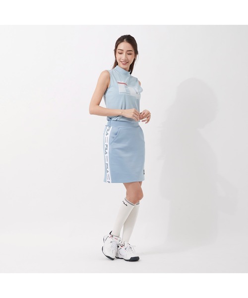 FILA GOLF(フィラゴルフ )の「FILA GOLF/フィラゴルフ ロゴジャガード ハイライズ ダンボールニット タイトスカート/インナーパンツセット/ゴルフウェア/レディース(スカート・レディース・ライトピンク/ブルー/ミックスグレー/ブラック・LL/S/M/L)」の8枚目の写真